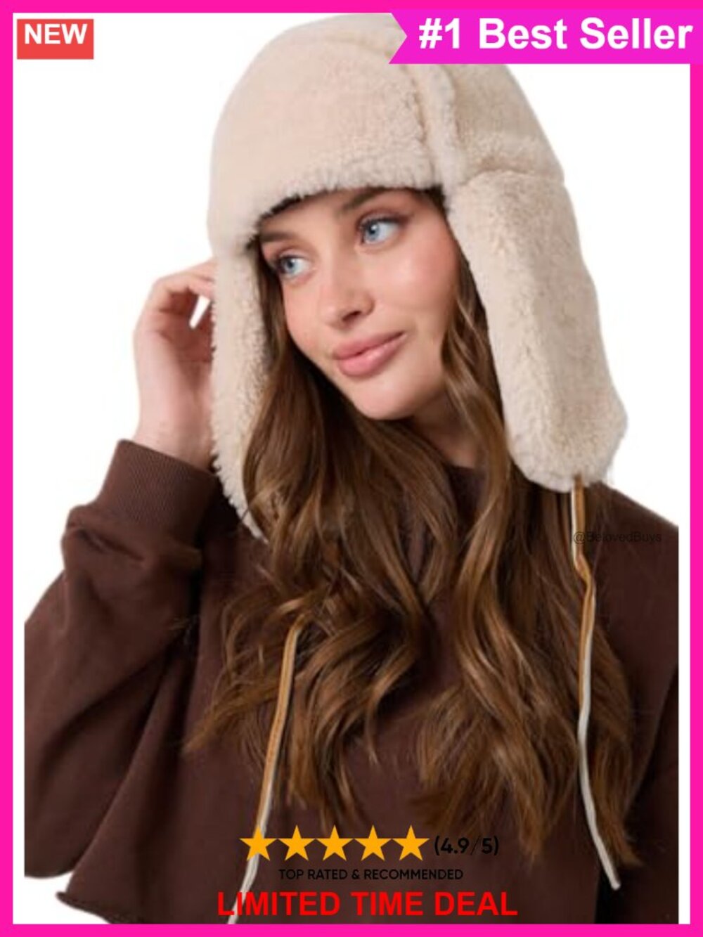 Genuine Sheepskin Leather Aviator Trapper Hat Ear Flaps Winter